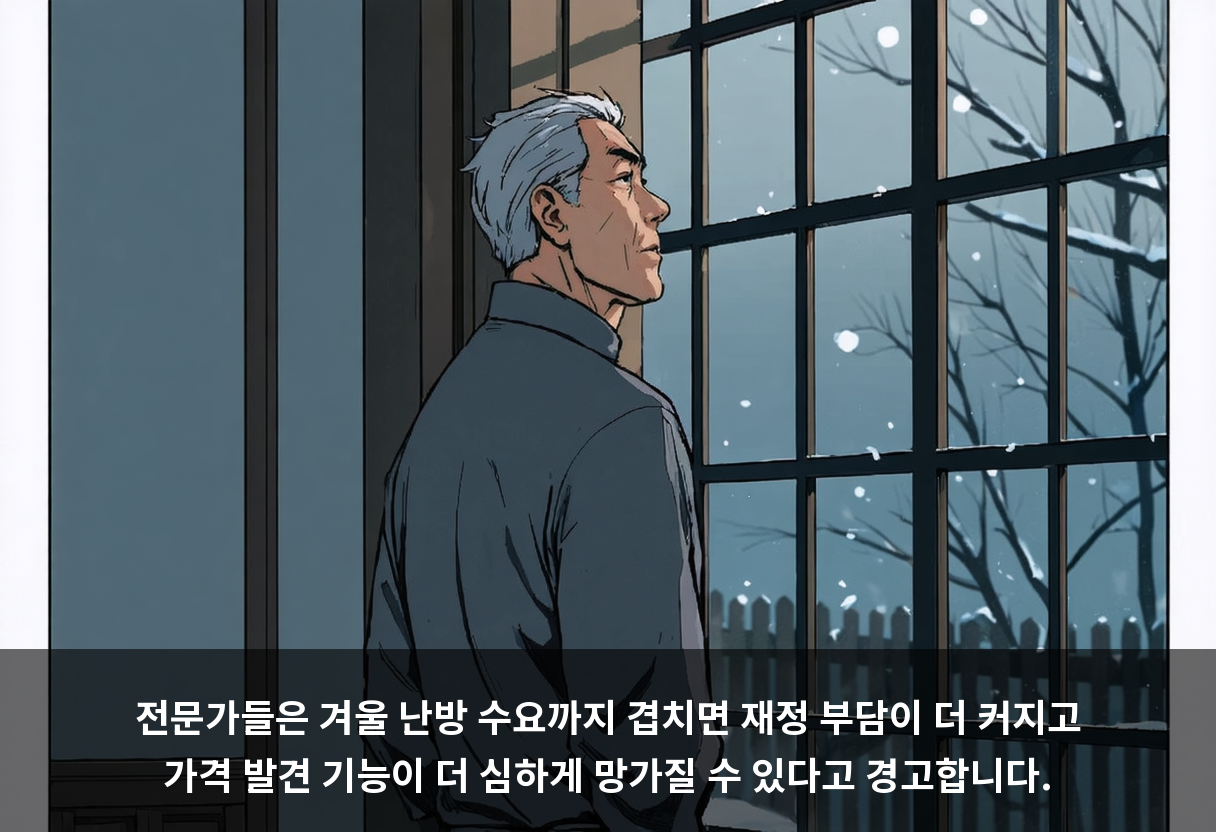 전문가들은 겨울 난방 수요까지 겹치면 재정 부담이 더 커지고 가격 발견 기능이 더 심하게 망가질 수 있다고 경고합니다.
