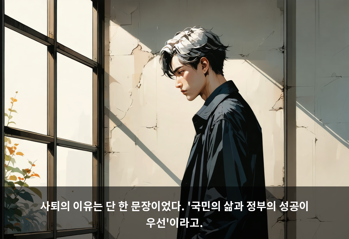 사퇴의 이유는 단 한 문장이었다. '국민의 삶과 정부의 성공이 우선'이라고.
