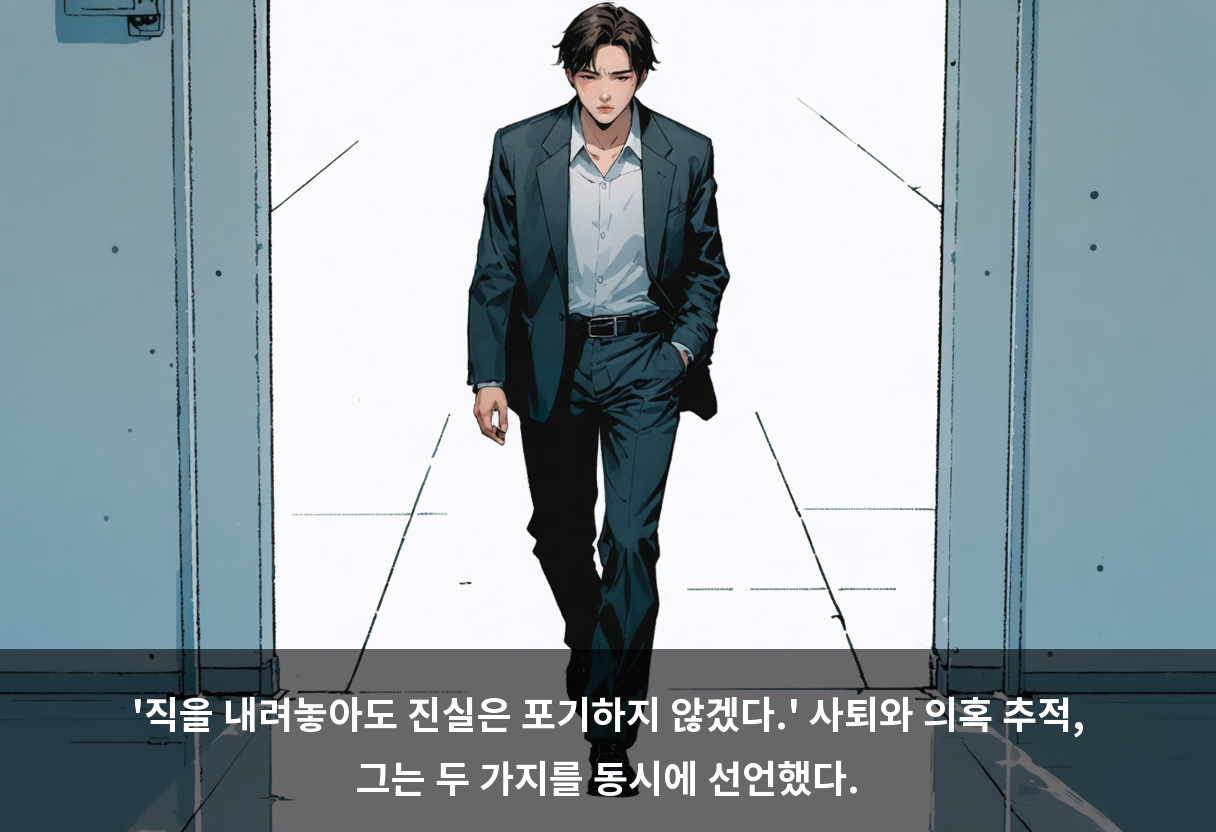 '직을 내려놓아도 진실은 포기하지 않겠다.' 사퇴와 의혹 추적, 그는 두 가지를 동시에 선언했다.