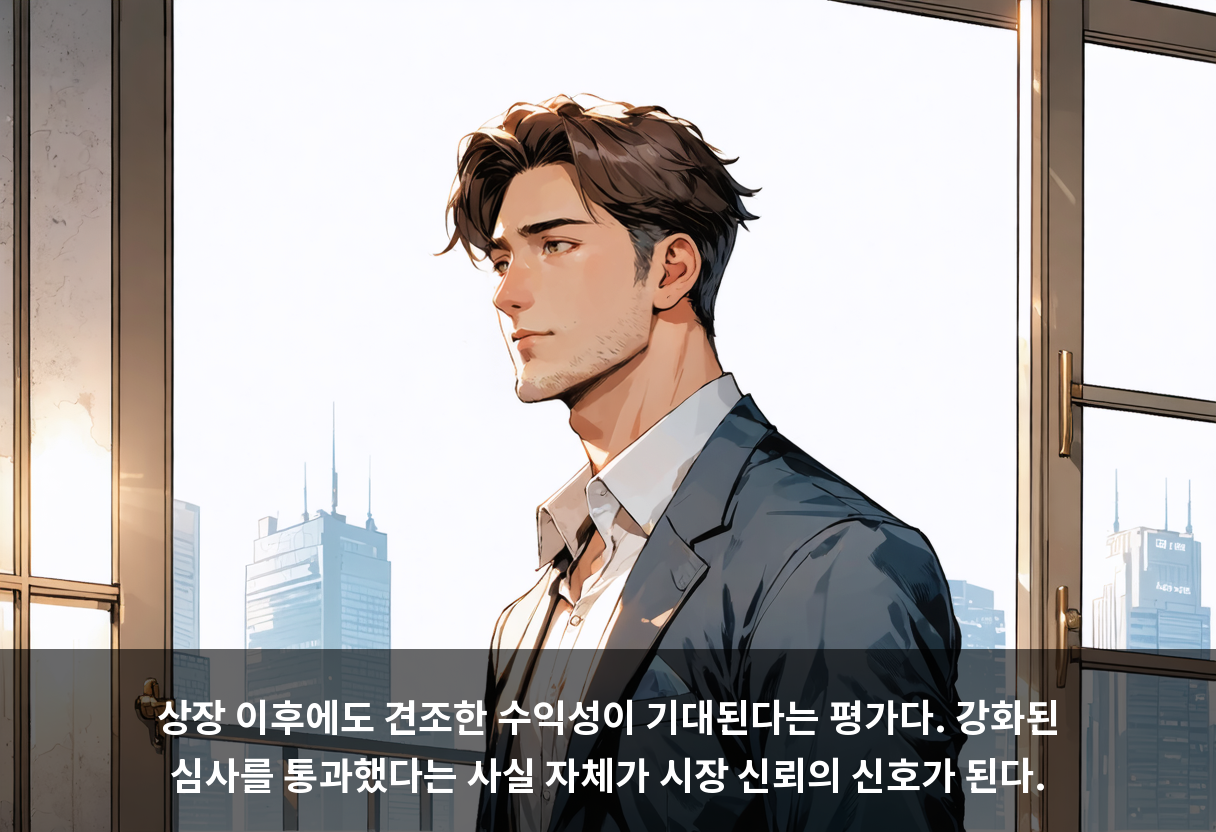 상장 이후에도 견조한 수익성이 기대된다는 평가다. 강화된 심사를 통과했다는 사실 자체가 시장 신뢰의 신호가 된다.
