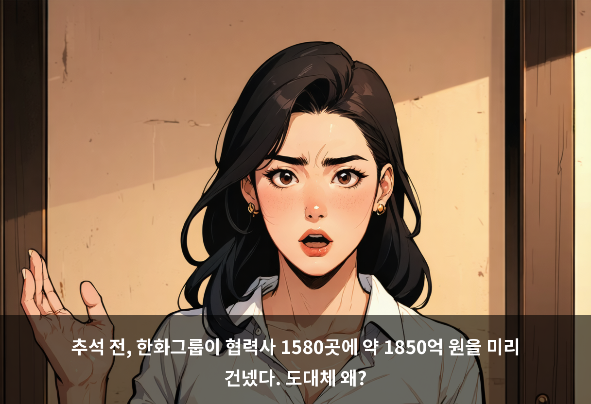 추석 전, 한화그룹이 협력사 1580곳에 약 1850억 원을 미리 건넸다. 도대체 왜?