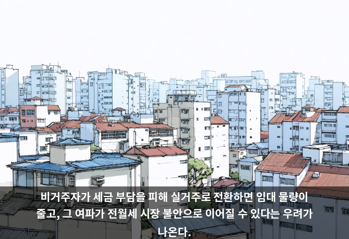 비거주자가 세금 부담을 피해 실거주로 전환하면 임대 물량이 줄고, 그 여파가 전월세 시장 불안으로 이어질 수 있다는 우려가 나온다.