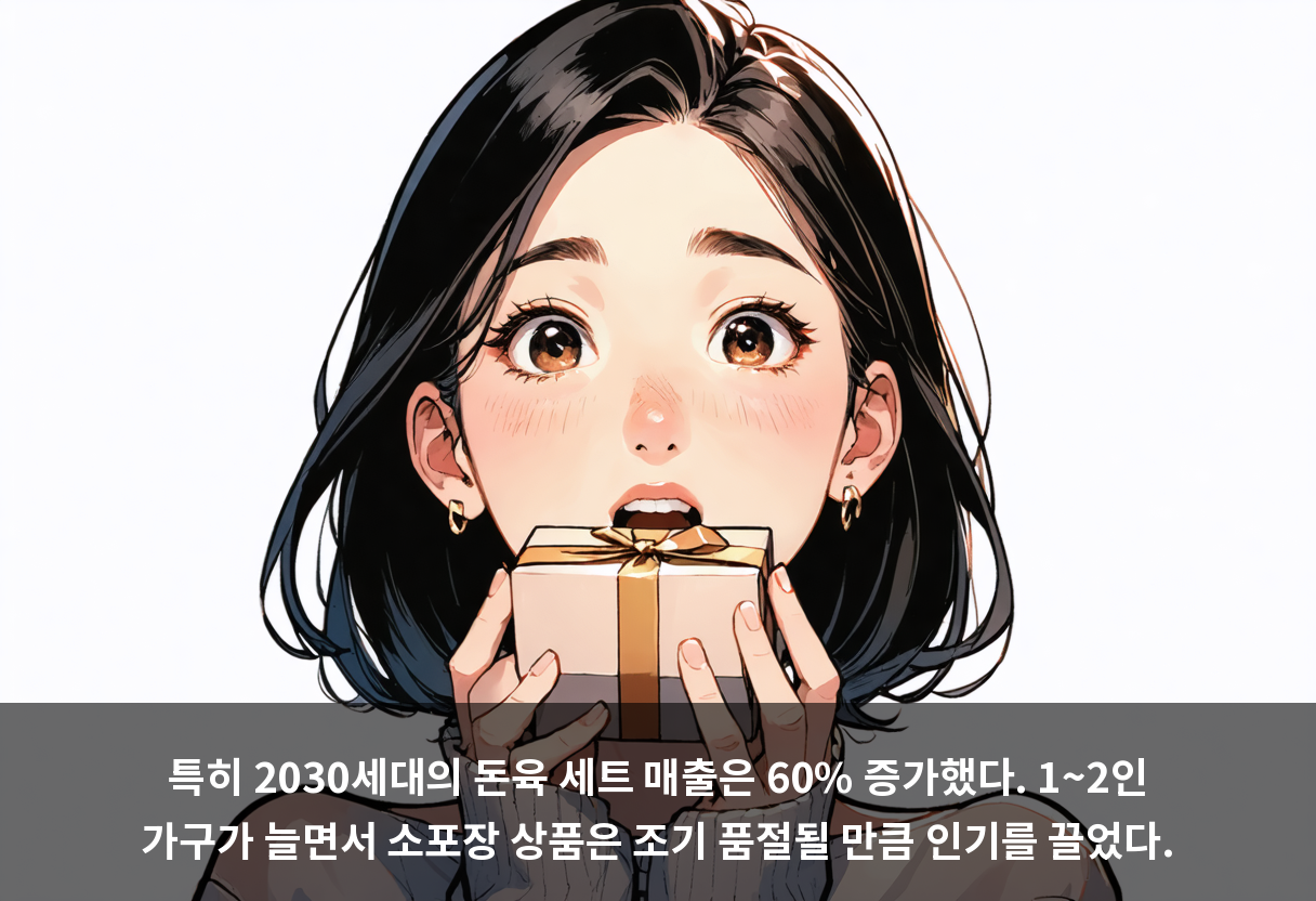 특히 2030세대의 돈육 세트 매출은 60% 증가했다. 1~2인 가구가 늘면서 소포장 상품은 조기 품절될 만큼 인기를 끌었다.