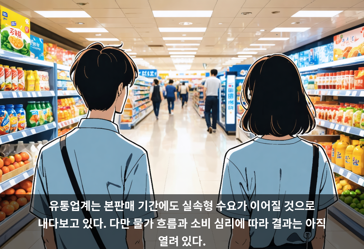유통업계는 본판매 기간에도 실속형 수요가 이어질 것으로 내다보고 있다. 다만 물가 흐름과 소비 심리에 따라 결과는 아직 열려 있다.