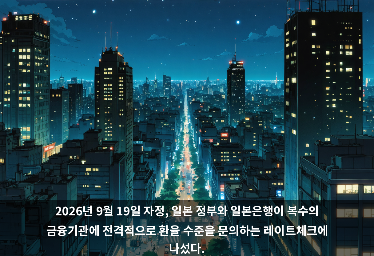 2026년 9월 19일 자정, 일본 정부와 일본은행이 복수의 금융기관에 전격적으로 환율 수준을 문의하는 레이트체크에 나섰다.