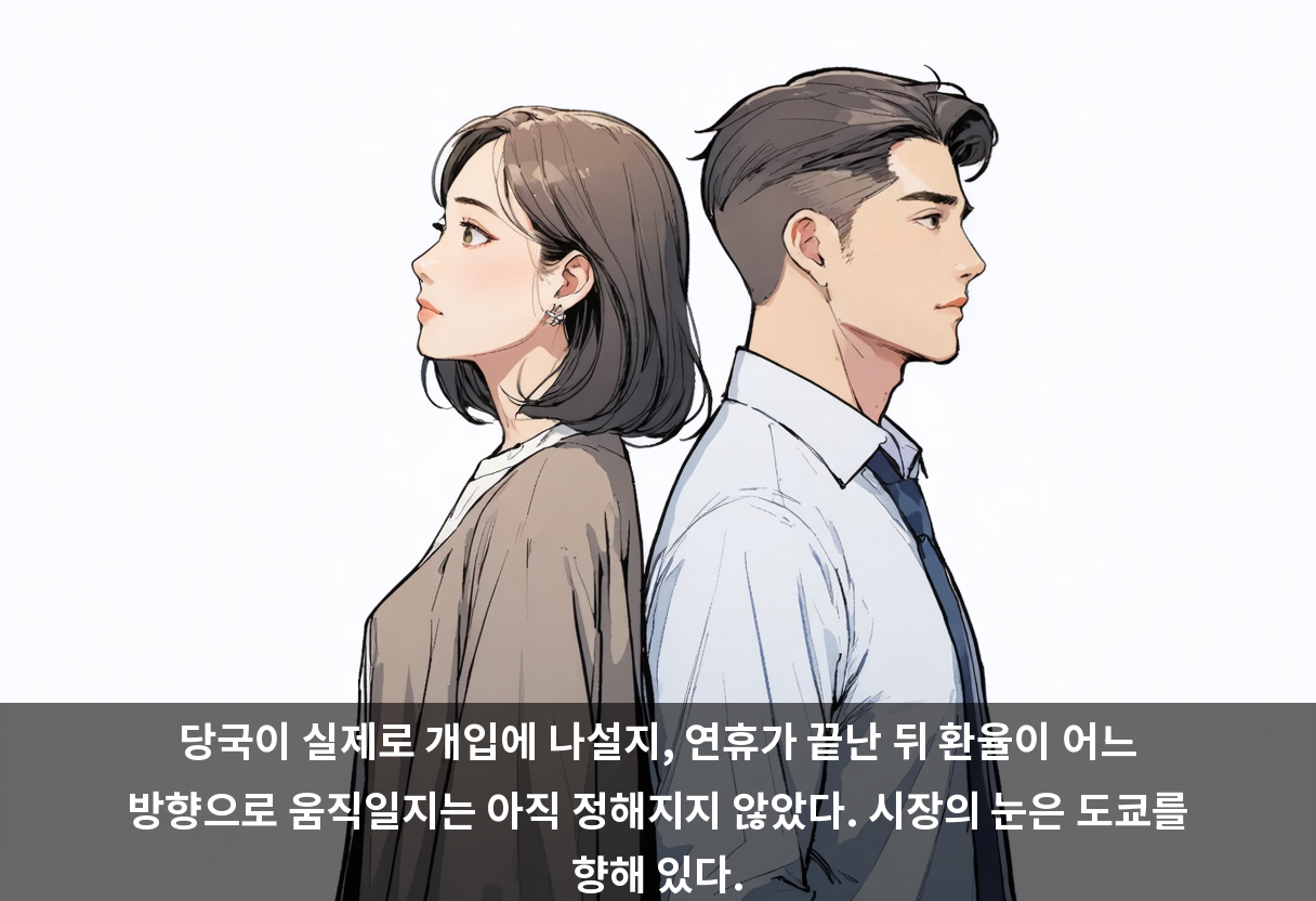 당국이 실제로 개입에 나설지, 연휴가 끝난 뒤 환율이 어느 방향으로 움직일지는 아직 정해지지 않았다. 시장의 눈은 도쿄를 향해 있다.