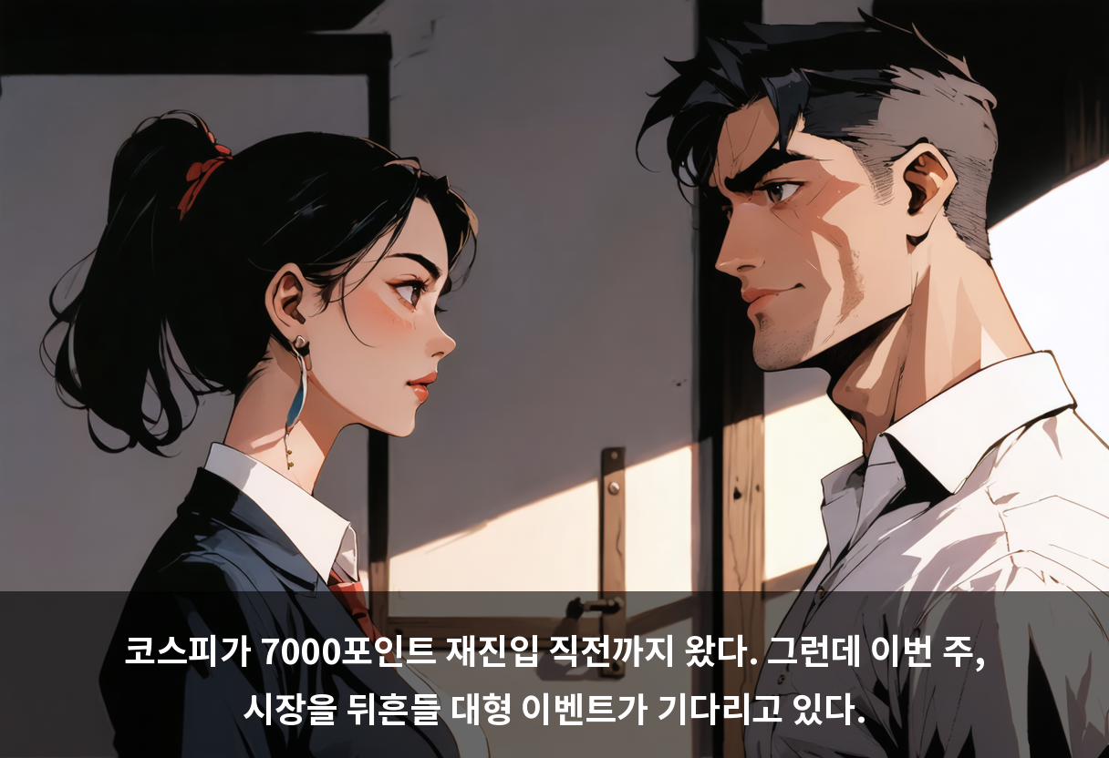 코스피가 7000포인트 재진입 직전까지 왔다. 그런데 이번 주, 시장을 뒤흔들 대형 이벤트가 기다리고 있다.