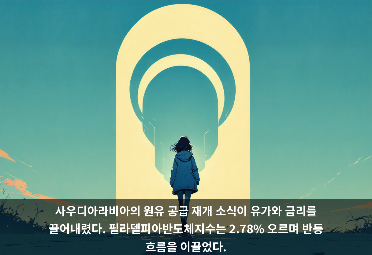 사우디아라비아의 원유 공급 재개 소식이 유가와 금리를 끌어내렸다. 필라델피아반도체지수는 2.78% 오르며 반등 흐름을 이끌었다.