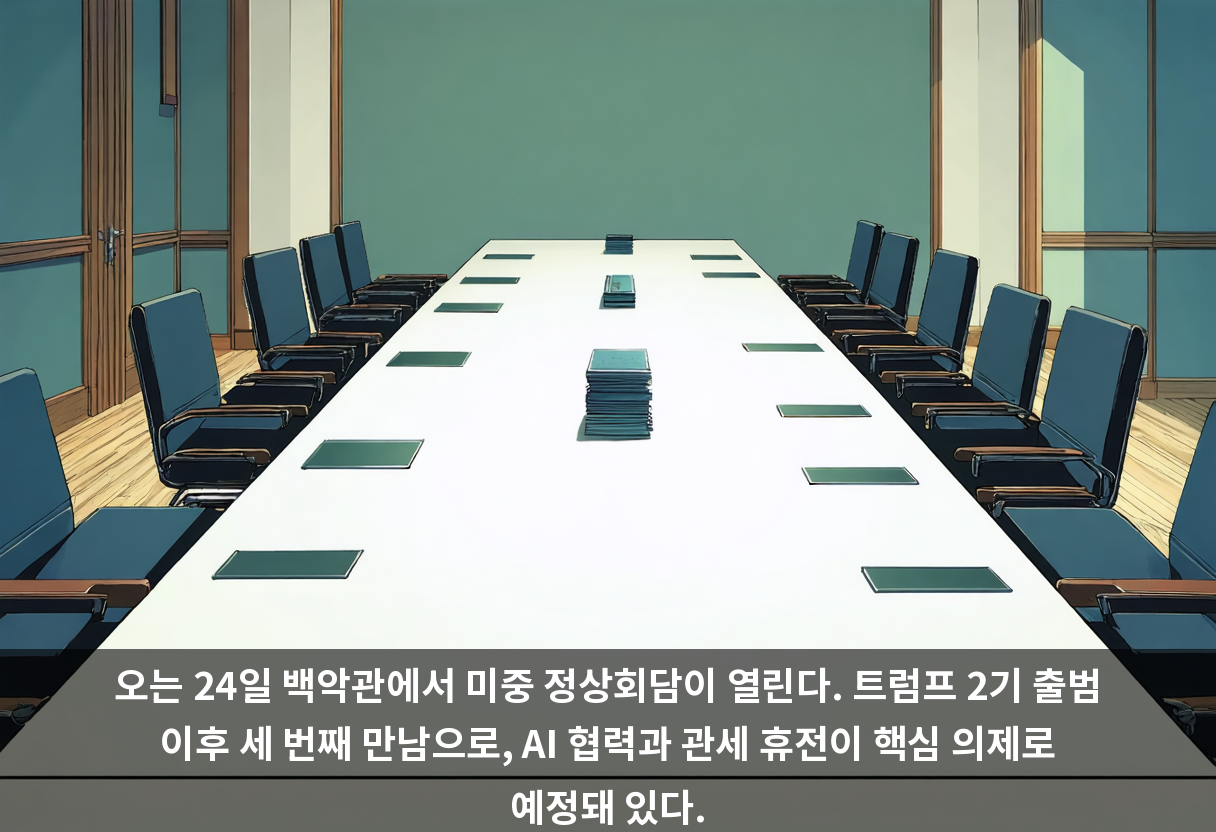 오는 24일 백악관에서 미중 정상회담이 열린다. 트럼프 2기 출범 이후 세 번째 만남으로, AI 협력과 관세 휴전이 핵심 의제로 예정돼 있다.