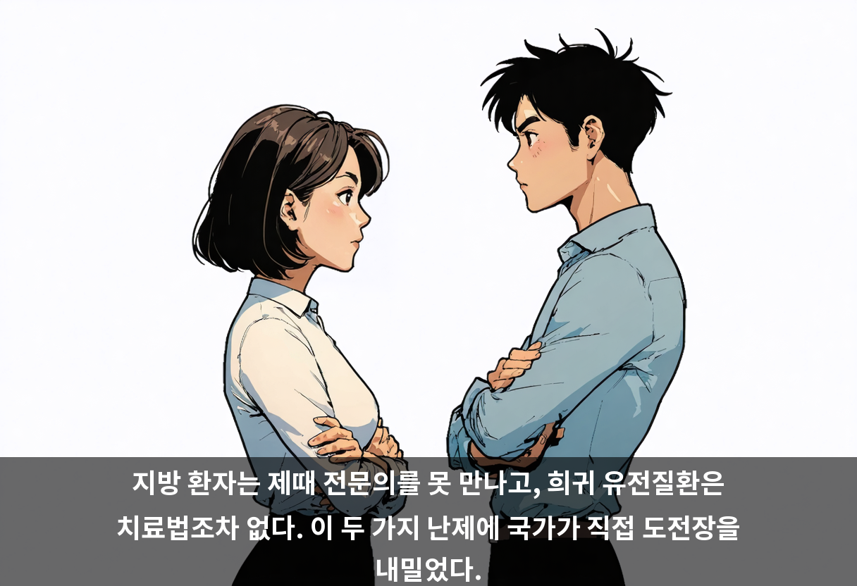 지방 환자는 제때 전문의를 못 만나고, 희귀 유전질환은 치료법조차 없다. 이 두 가지 난제에 국가가 직접 도전장을 내밀었다.