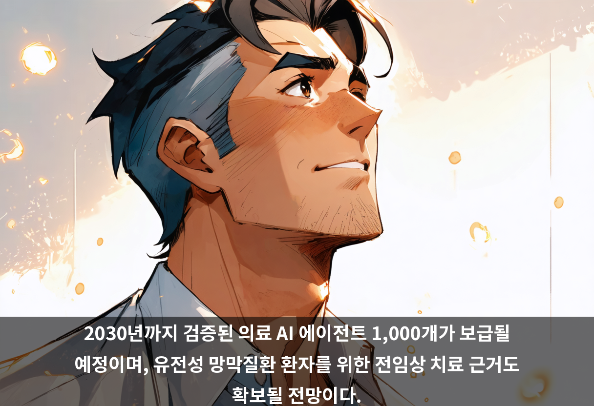 2030년까지 검증된 의료 AI 에이전트 1,000개가 보급될 예정이며, 유전성 망막질환 환자를 위한 전임상 치료 근거도 확보될 전망이다.