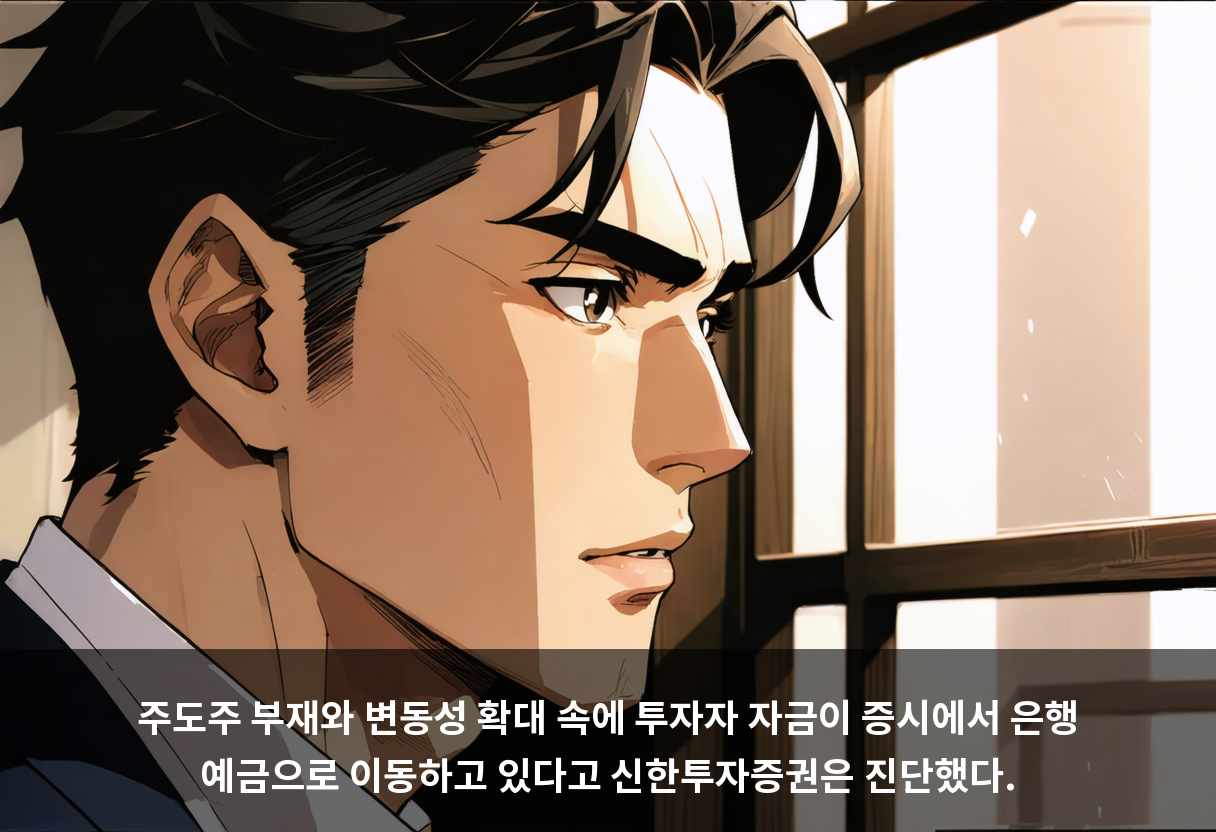 주도주 부재와 변동성 확대 속에 투자자 자금이 증시에서 은행 예금으로 이동하고 있다고 신한투자증권은 진단했다.