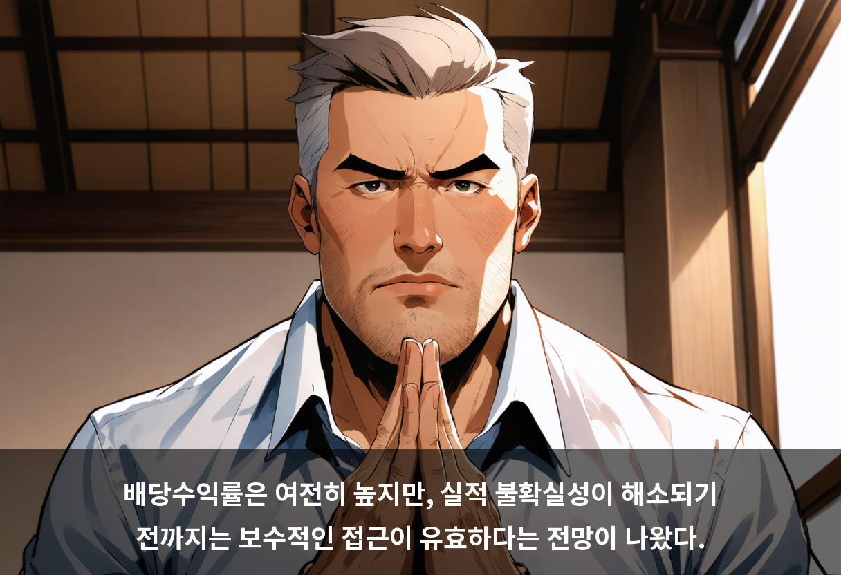 배당수익률은 여전히 높지만, 실적 불확실성이 해소되기 전까지는 보수적인 접근이 유효하다는 전망이 나왔다.
