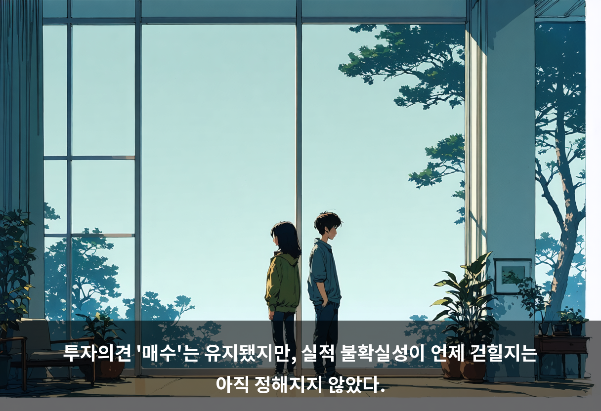 투자의견 '매수'는 유지됐지만, 실적 불확실성이 언제 걷힐지는 아직 정해지지 않았다.