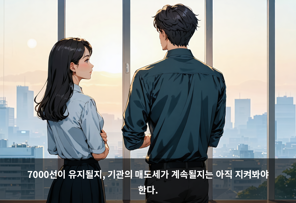 7000선이 유지될지, 기관의 매도세가 계속될지는 아직 지켜봐야 한다.