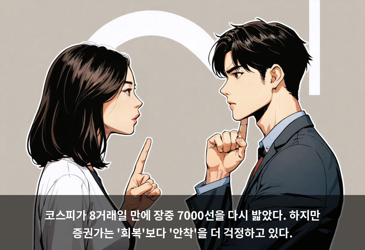 코스피가 8거래일 만에 장중 7000선을 다시 밟았다. 하지만 증권가는 '회복'보다 '안착'을 더 걱정하고 있다.