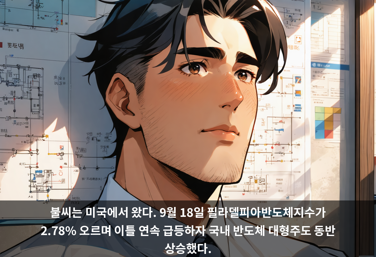 불씨는 미국에서 왔다. 9월 18일 필라델피아반도체지수가 2.78% 오르며 이틀 연속 급등하자 국내 반도체 대형주도 동반 상승했다.