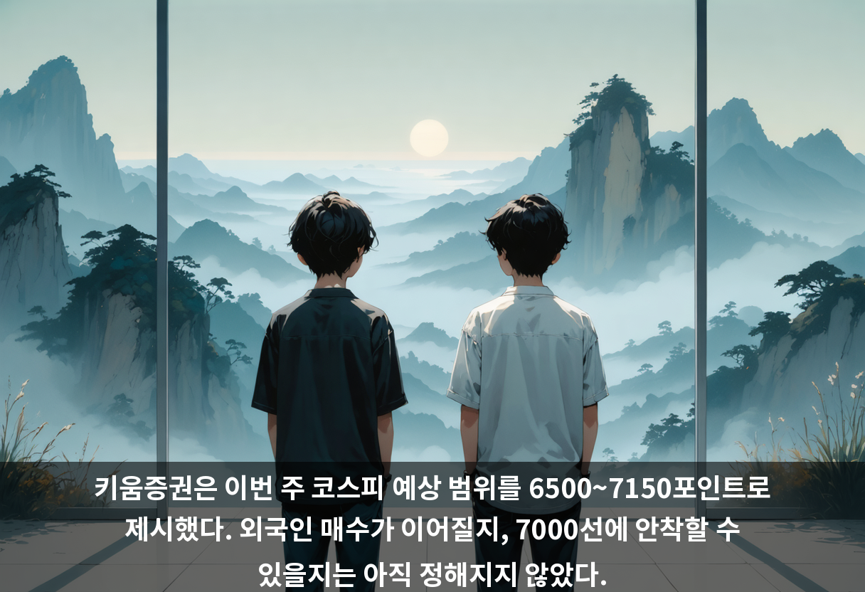 키움증권은 이번 주 코스피 예상 범위를 6500~7150포인트로 제시했다. 외국인 매수가 이어질지, 7000선에 안착할 수 있을지는 아직 정해지지 않았다.