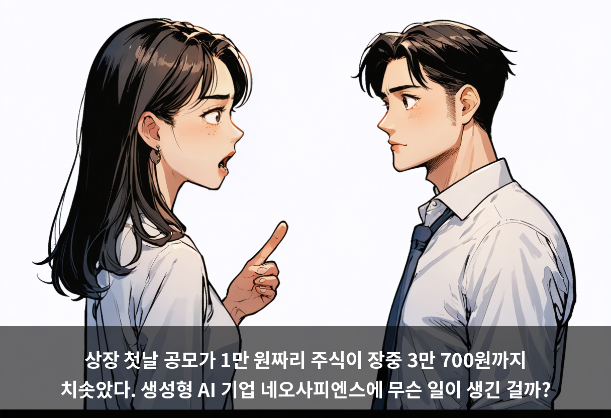 상장 첫날 공모가 1만 원짜리 주식이 장중 3만 700원까지 치솟았다. 생성형 AI 기업 네오사피엔스에 무슨 일이 생긴 걸까?