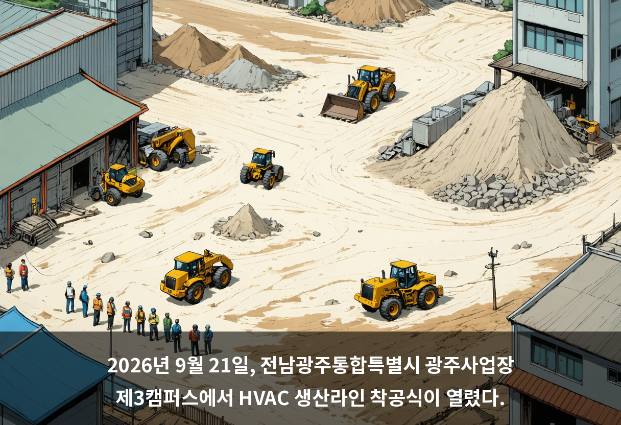 2026년 9월 21일, 전남광주통합특별시 광주사업장 제3캠퍼스에서 HVAC 생산라인 착공식이 열렸다.