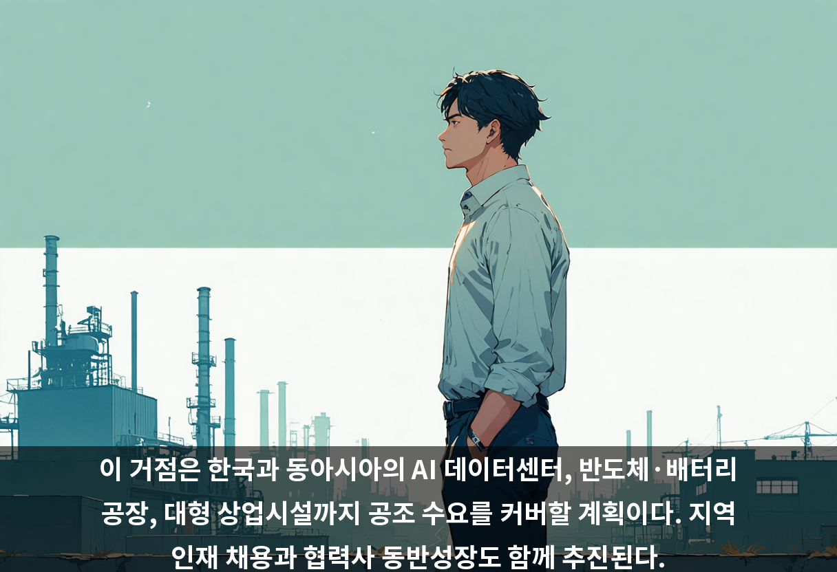 이 거점은 한국과 동아시아의 AI 데이터센터, 반도체·배터리 공장, 대형 상업시설까지 공조 수요를 커버할 계획이다. 지역 인재 채용과 협력사 동반성장도 함께 추진된다.