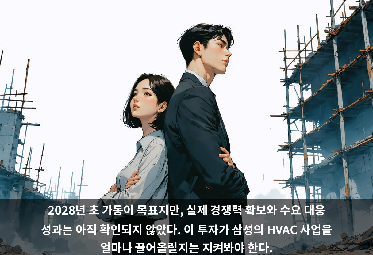 2028년 초 가동이 목표지만, 실제 경쟁력 확보와 수요 대응 성과는 아직 확인되지 않았다. 이 투자가 삼성의 HVAC 사업을 얼마나 끌어올릴지는 지켜봐야 한다.