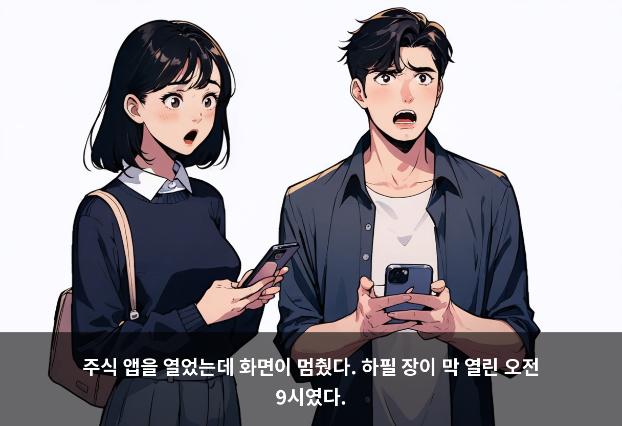 주식 앱을 열었는데 화면이 멈췄다. 하필 장이 막 열린 오전 9시였다.