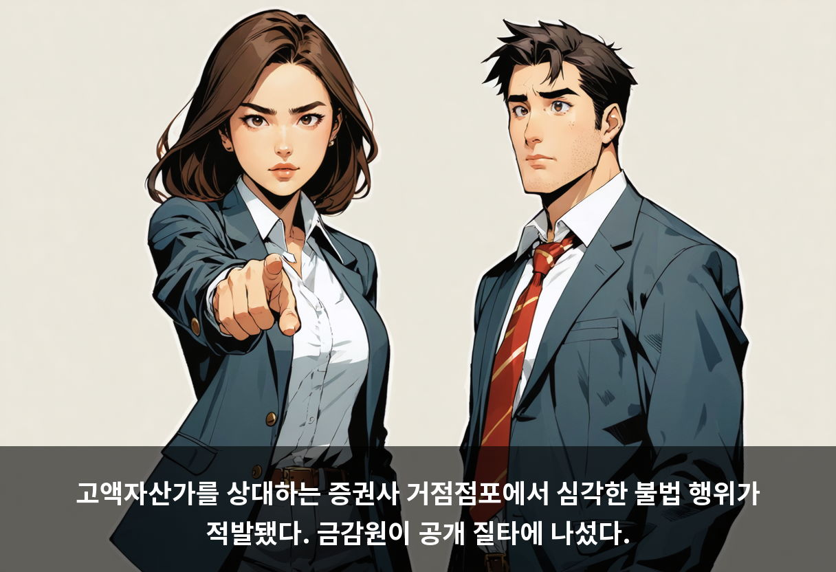 고액자산가를 상대하는 증권사 거점점포에서 심각한 불법 행위가 적발됐다. 금감원이 공개 질타에 나섰다.