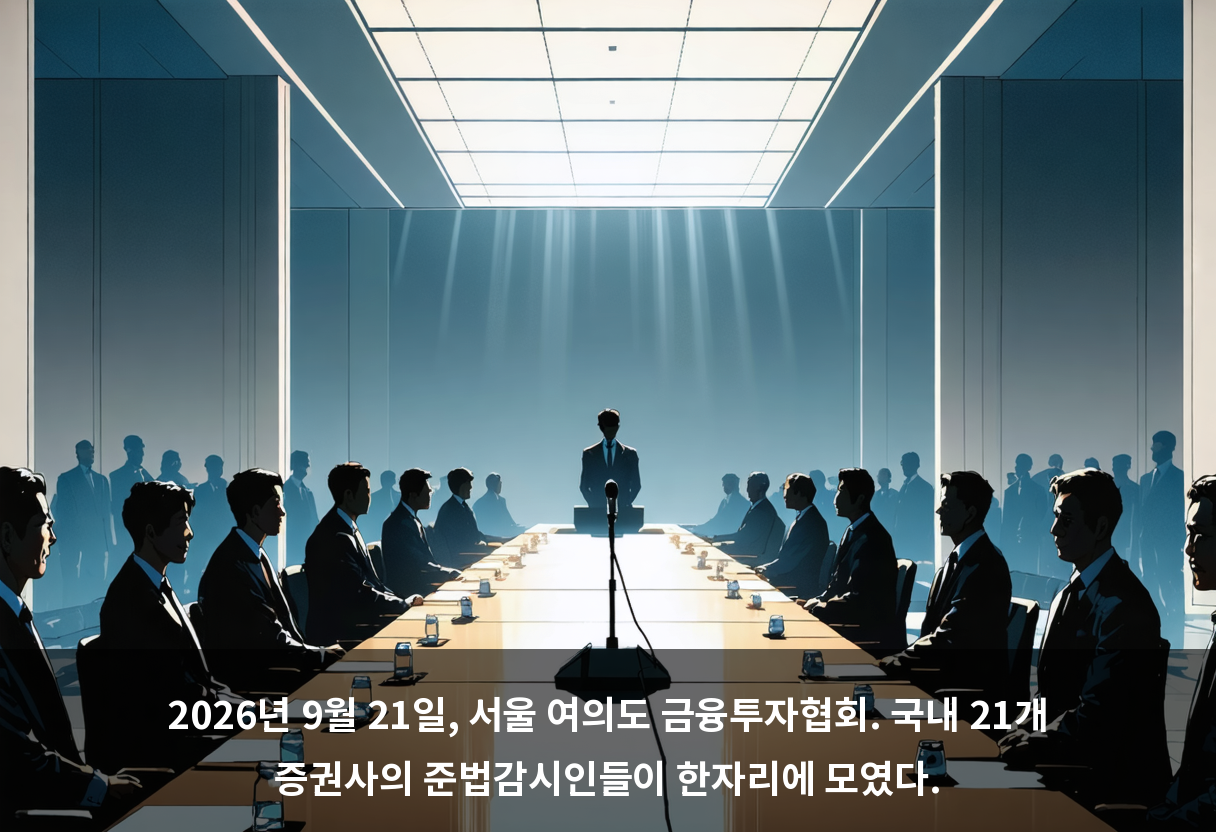 2026년 9월 21일, 서울 여의도 금융투자협회. 국내 21개 증권사의 준법감시인들이 한자리에 모였다.