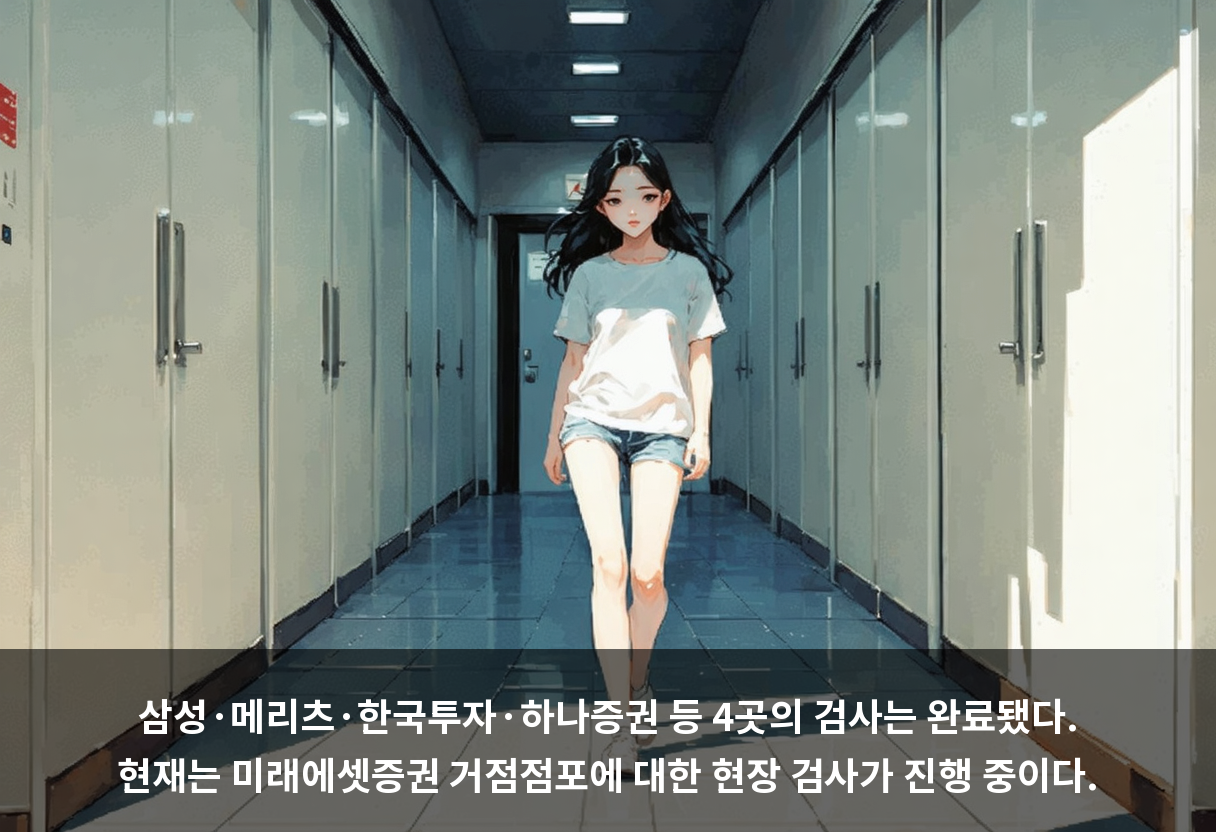 삼성·메리츠·한국투자·하나증권 등 4곳의 검사는 완료됐다. 현재는 미래에셋증권 거점점포에 대한 현장 검사가 진행 중이다.
