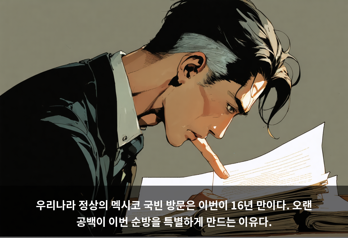 우리나라 정상의 멕시코 국빈 방문은 이번이 16년 만이다. 오랜 공백이 이번 순방을 특별하게 만드는 이유다.