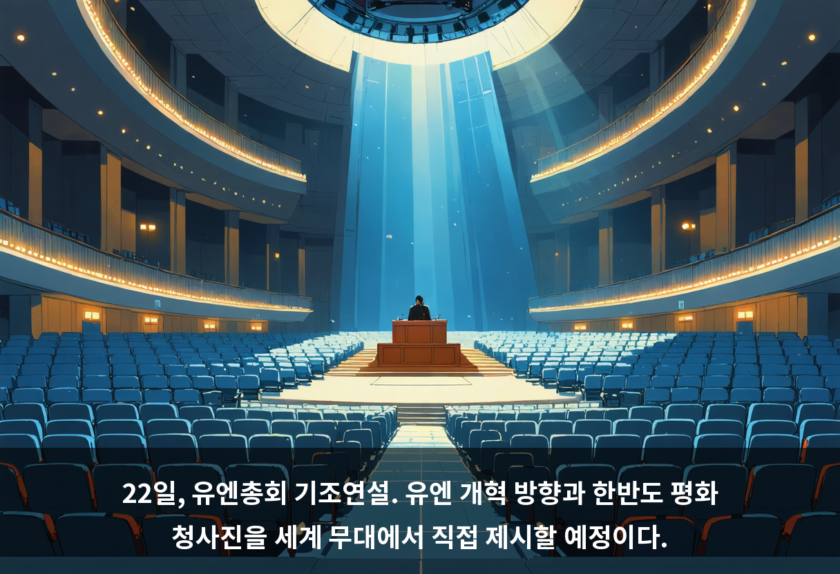 22일, 유엔총회 기조연설. 유엔 개혁 방향과 한반도 평화 청사진을 세계 무대에서 직접 제시할 예정이다.