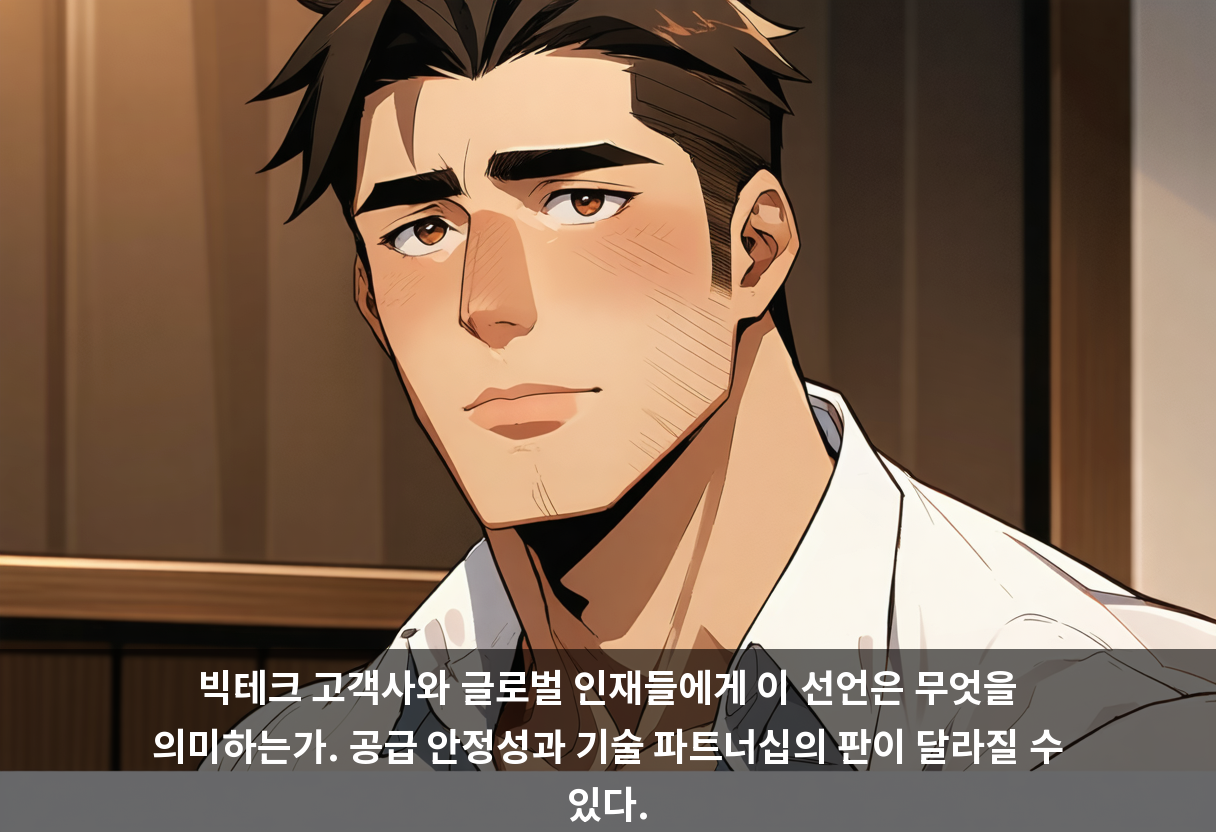 빅테크 고객사와 글로벌 인재들에게 이 선언은 무엇을 의미하는가. 공급 안정성과 기술 파트너십의 판이 달라질 수 있다.