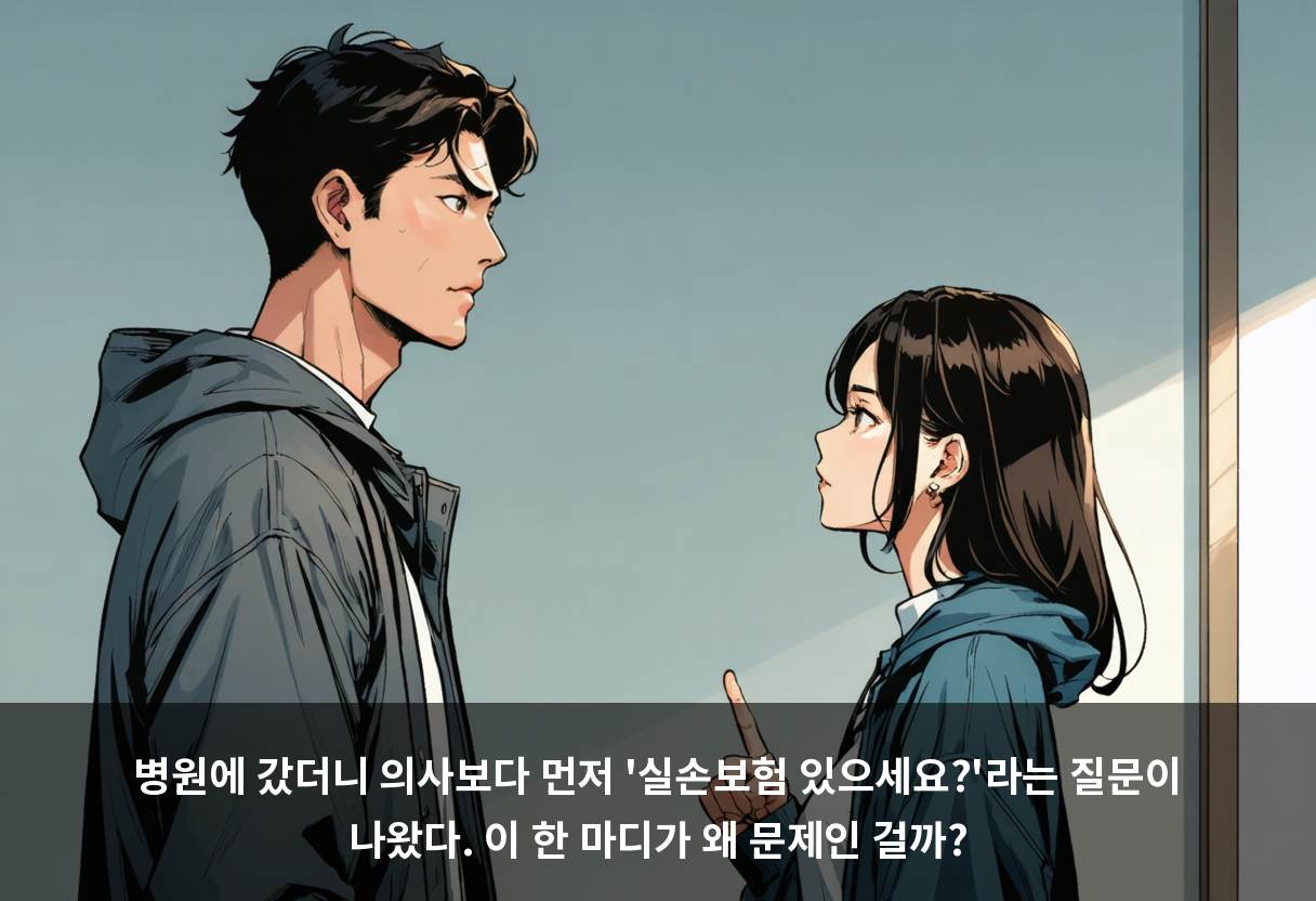 병원에 갔더니 의사보다 먼저 '실손보험 있으세요?'라는 질문이 나왔다. 이 한 마디가 왜 문제인 걸까?