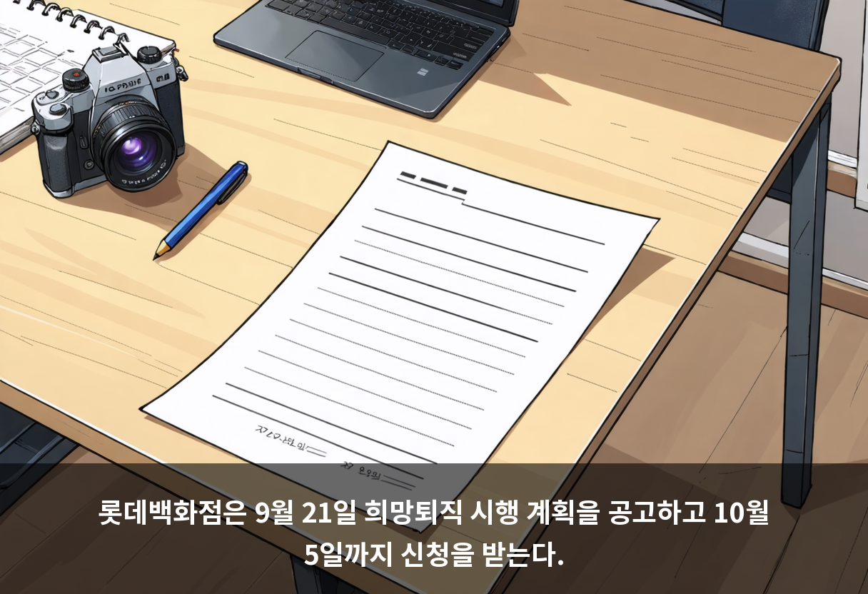 롯데백화점은 9월 21일 희망퇴직 시행 계획을 공고하고 10월 5일까지 신청을 받는다.