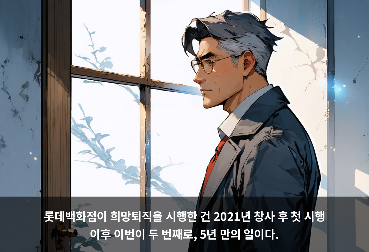 롯데백화점이 희망퇴직을 시행한 건 2021년 창사 후 첫 시행 이후 이번이 두 번째로, 5년 만의 일이다.