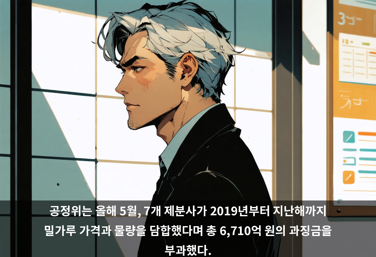 공정위는 올해 5월, 7개 제분사가 2019년부터 지난해까지 밀가루 가격과 물량을 담합했다며 총 6,710억 원의 과징금을 부과했다.