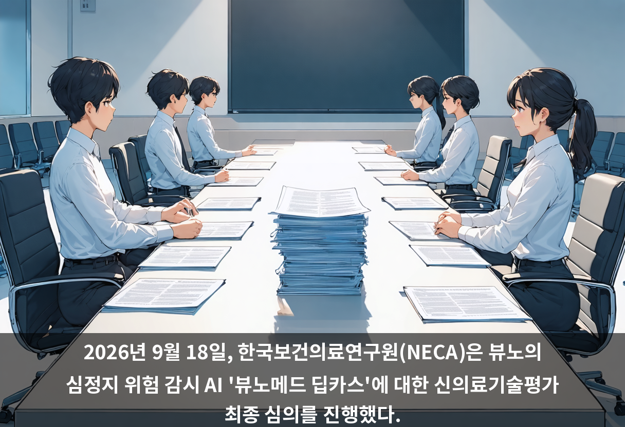2026년 9월 18일, 한국보건의료연구원(NECA)은 뷰노의 심정지 위험 감시 AI '뷰노메드 딥카스'에 대한 신의료기술평가 최종 심의를 진행했다.