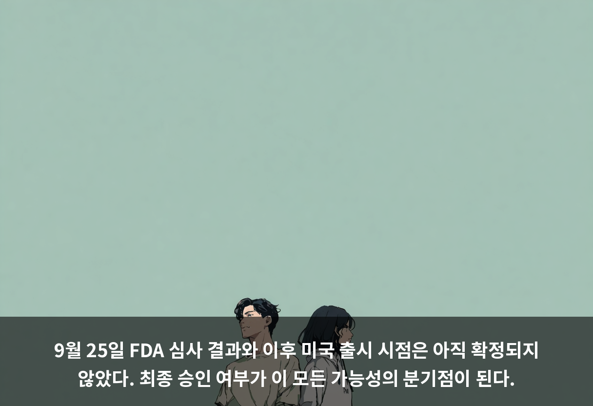 9월 25일 FDA 심사 결과와 이후 미국 출시 시점은 아직 확정되지 않았다. 최종 승인 여부가 이 모든 가능성의 분기점이 된다.