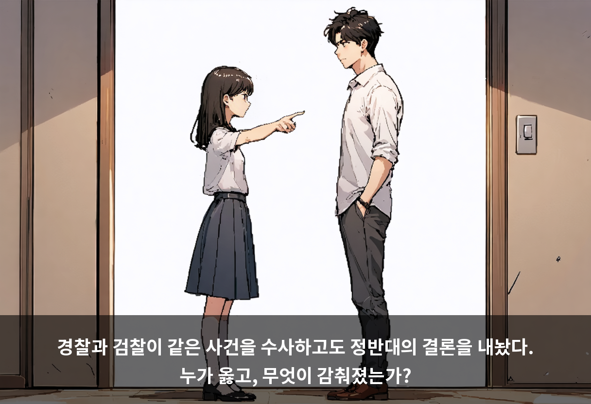 경찰과 검찰이 같은 사건을 수사하고도 정반대의 결론을 내놨다. 누가 옳고, 무엇이 감춰졌는가?