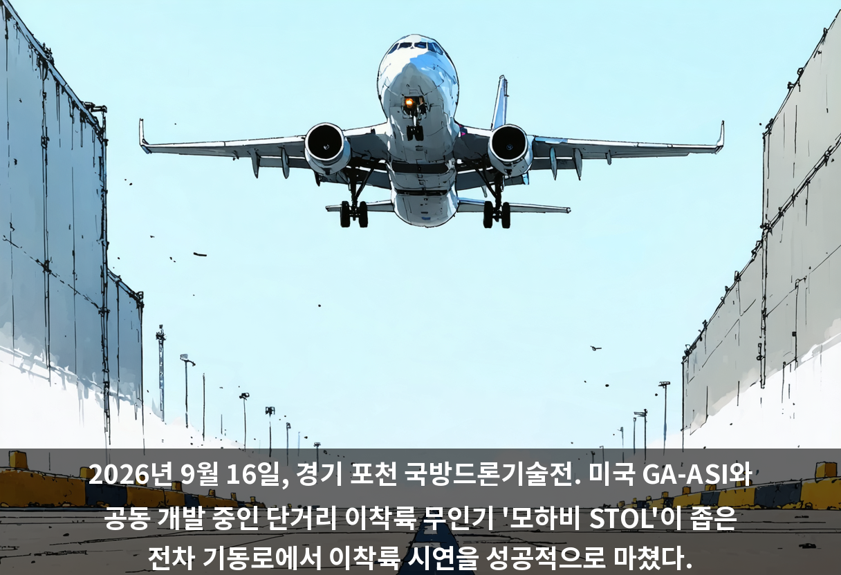 협약 닷새 전인 9월 16일, 경기 포천 국방드론기술전에서 모하비 STOL이 좁은 전차 기동로에서 이착륙 시연을 성공적으로 마쳤다.
