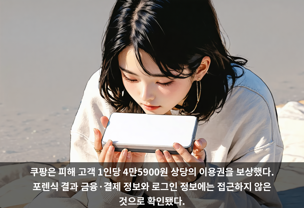 쿠팡은 피해 고객 1인당 4만5900원 상당의 이용권을 보상했다. 포렌식 결과 금융·결제 정보와 로그인 정보에는 접근하지 않은 것으로 확인됐다.