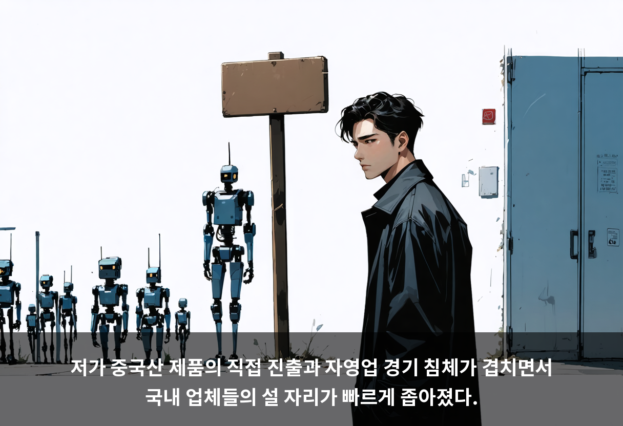 저가 중국산 제품의 직접 진출과 자영업 경기 침체가 겹치면서 국내 업체들의 설 자리가 빠르게 좁아졌다.