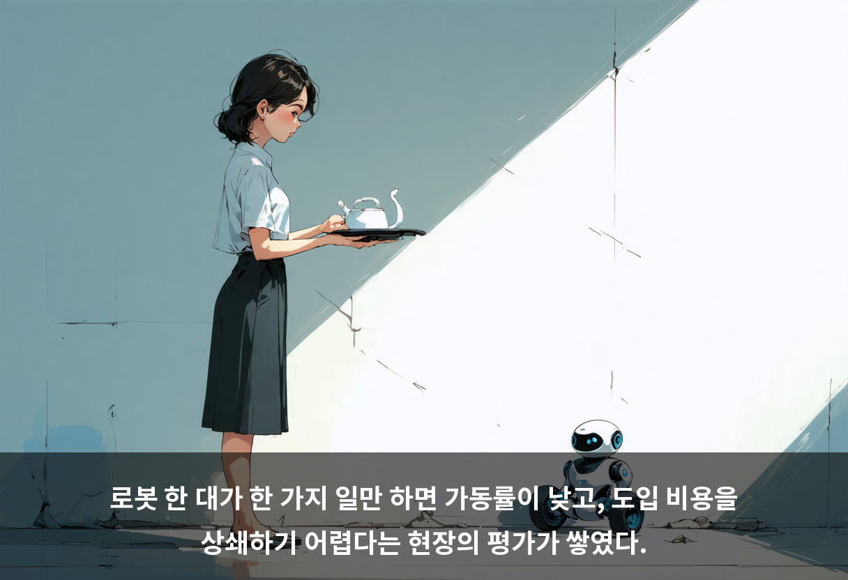 로봇 한 대가 한 가지 일만 하면 가동률이 낮고, 도입 비용을 상쇄하기 어렵다는 현장의 평가가 쌓였다.