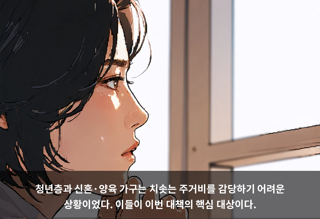 청년층과 신혼·양육 가구는 치솟는 주거비를 감당하기 어려운 상황이었다. 이들이 이번 대책의 핵심 대상이다.