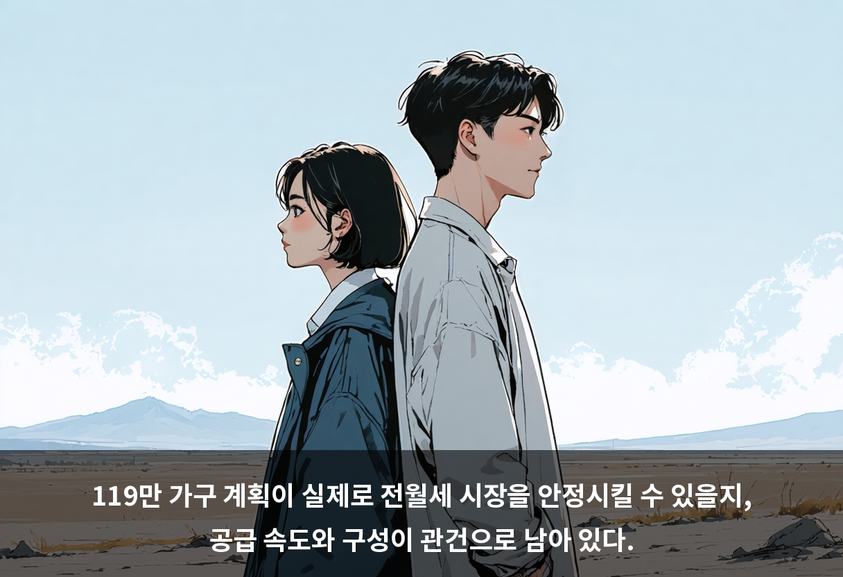 119만 가구 계획이 실제로 전월세 시장을 안정시킬 수 있을지, 공급 속도와 구성이 관건으로 남아 있다.
