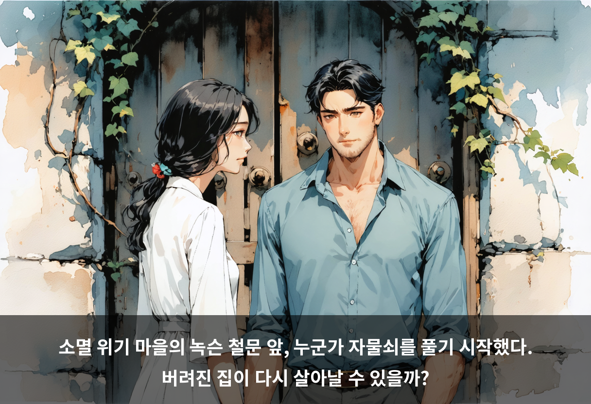 소멸 위기 마을의 녹슨 철문 앞, 누군가 자물쇠를 풀기 시작했다. 버려진 집이 다시 살아날 수 있을까?
