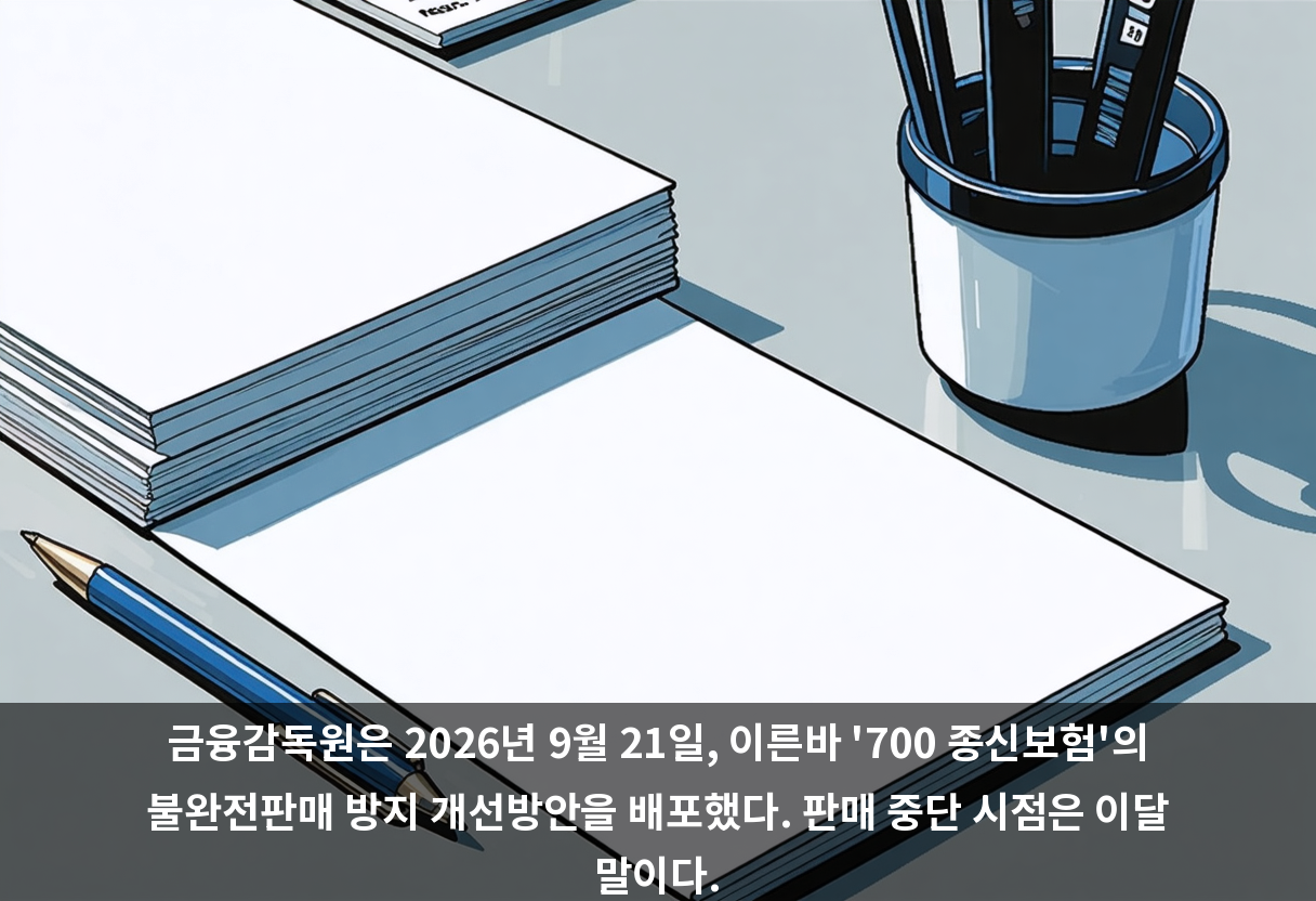 금융감독원은 2026년 9월 21일, 이른바 '700 종신보험'의 불완전판매 방지 개선방안을 배포했다. 판매 중단 시점은 이달 말이다.