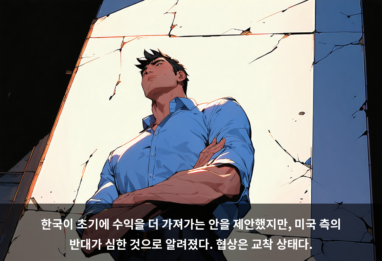 한국이 초기에 수익을 더 가져가는 안을 제안했지만, 미국 측의 반대가 심한 것으로 알려졌다. 협상은 교착 상태다.