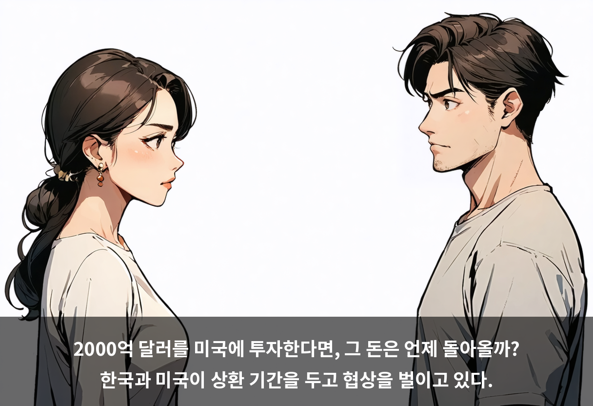 2000억 달러를 미국에 투자한다면, 그 돈은 언제 돌아올까? 한국과 미국이 상환 기간을 두고 협상을 벌이고 있다.